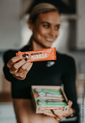 Barritas veganas, Snack Paleo vegano puro y con ingredientes orgánicos. Barritas energéticas 12x30 en una caja de Green Panda (3 sabores diferentes) (Albaricoque)