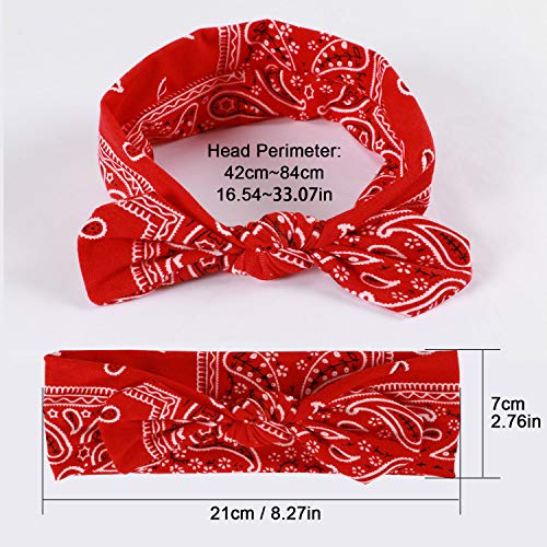 Bascolor Diademas Mujer Elástica Turbantes Flor impresión Diademas Deporte Nudo Banda para Cabello Yoga cabeza Wraps (6pcs nudo diademas)