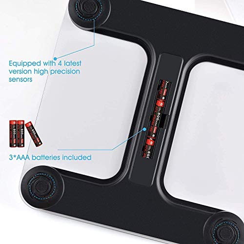 Bascula de Baño Digital Grasa Corporal, RENPHO Balanza Bluetooth Inteligente con App, Bascula Electrónica con Análisis Corporal, 13 Mediciónes de Peso IMC Visceral e Muscular, Blanco