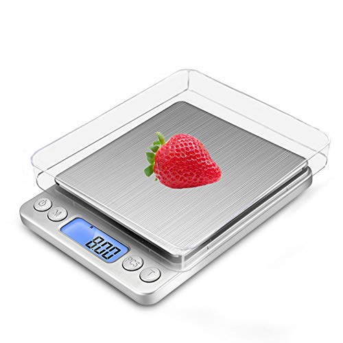 Báscula Digital con dos Plato Removibles para Cocina de Alta Medición Precisa, Balanza Electrónica Digital para Cocina (0.1-3kg, Incluye dos baterías AAA)
