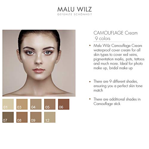 Base de maquillaje correctora de Malu Wilz – Crema camuflaje tono Cream Light Sandy Beach