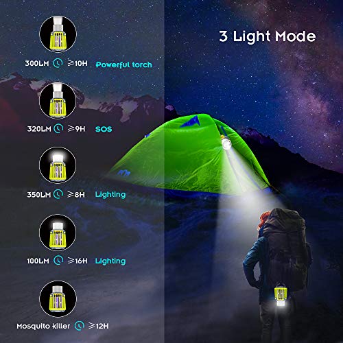 BASEIN Lámpara Antimosquitos, Lámpara Camping Antimosquitos, Lámpara de Asesino del Larvas Mosquito al Aire Libre Portátil 2 en 1 Noche Lámpara LED Zapper Mosquito Recargable Impermeable para Acampar
