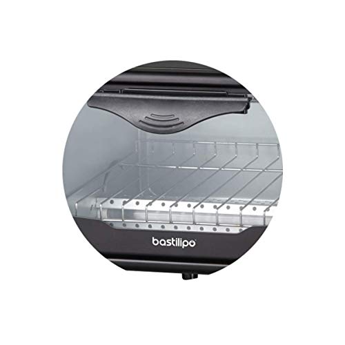 Bastilipo Black Mini Horno Tostador Turin, 1000 W, 9 litros, Acero Inoxidable, Negro