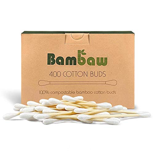 Bastoncillos para Oídos de Bambú | Bastoncillos Ecológicos | Palillos Limpiadores de Oídos | Bastoncillos de Madera | Biodegradables | Bote Dispensador Ecológico | 400 Unidades | Bambaw