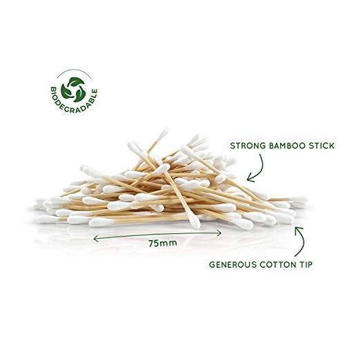 Bastoncillos para Oídos de Bambú | Bastoncillos Ecológicos | Palillos Limpiadores de Oídos | Bastoncillos de Madera | Biodegradables | Bote Dispensador Ecológico |200 Unidades | Bambaw