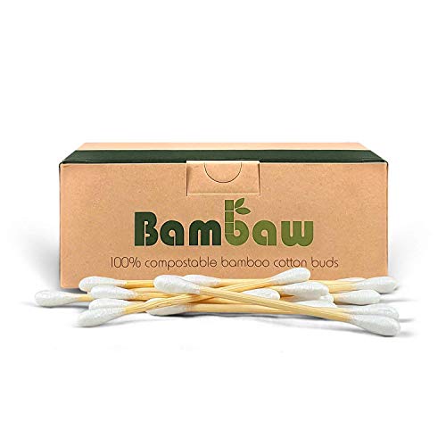 Bastoncillos para Oídos de Bambú | Bastoncillos Ecológicos | Palillos Limpiadores de Oídos | Bastoncillos de Madera | Biodegradables | Bote Dispensador Ecológico |200 Unidades | Bambaw