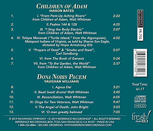 Bates: Children Of Adam [Richmond Symphony; Richmond Symphony Chorus; Michelle Areyzaga; Kevin Deas; Steven Smith; Erin R. Freeman] [Reference Records: FR-732]