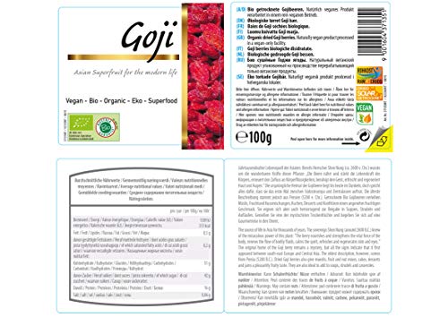 Bayas de Goji Naturales Bio 700g gr bajas grandes, ecológicas orgánicas de Uzbekistan, sin azucar añadido, sin azufre 7x100g