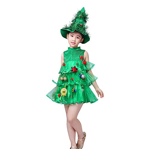 BaZhaHei-Navidad Traje de Disfraces para el árbol de Navidad para niños pequeños para bebés niños pequeños Chaleco de Fiesta de Sombreros Disfraz Cosplay para niños Disfraz Sombrero Traje Dos Piezas