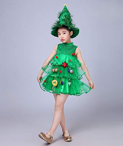 BaZhaHei-Navidad Traje de Disfraces para el árbol de Navidad para niños pequeños para bebés niños pequeños Chaleco de Fiesta de Sombreros Disfraz Cosplay para niños Disfraz Sombrero Traje Dos Piezas