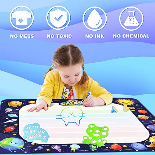Baztoy Agua Dibujo Pintura Pizarra, Doodle Alfombra Mágica(100x70CM),Agua Doodle Estera de Agua Doodle Juguetes para Niñas 2 3 4 5 6 7 8 Años, Juguete Educativo Regalos Cumpleaños Navidad