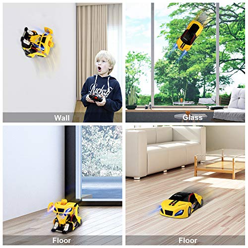 Baztoy Coche Teledirigido, Coche Radiocontrol RC Robot Car Transformar Recargable con 360° Función de Pared Coches Electricos Coches de Juguetes para Niños Niñas Regalos Cumpleaños Navidad