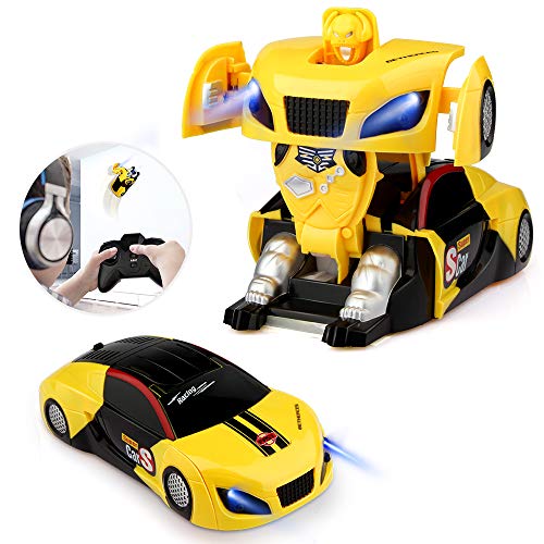 Baztoy Coche Teledirigido, Coche Radiocontrol RC Robot Car Transformar Recargable con 360° Función de Pared Coches Electricos Coches de Juguetes para Niños Niñas Regalos Cumpleaños Navidad