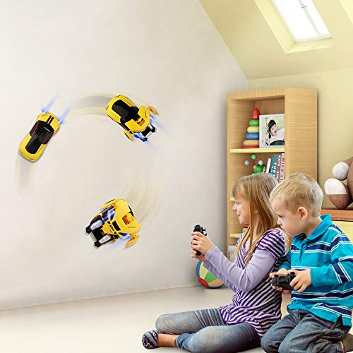 Baztoy Coche Teledirigido, Coche Radiocontrol RC Robot Car Transformar Recargable con 360° Función de Pared Coches Electricos Coches de Juguetes para Niños Niñas Regalos Cumpleaños Navidad