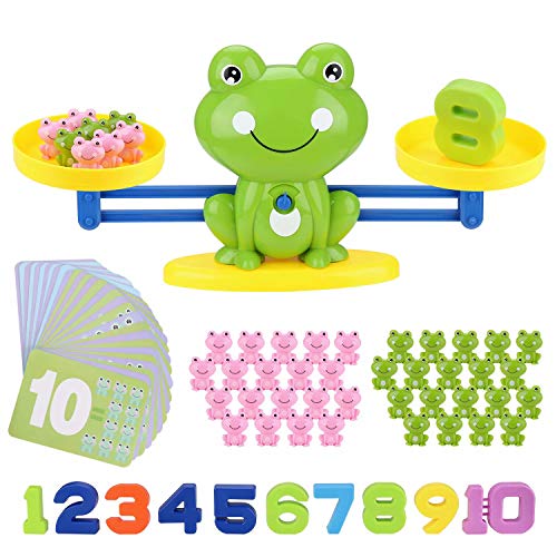 BBLIKE Juguete de Matemáticas, 84 PCS Juguete Educativo de Equilibrio de Rana Tarjetas de Matemáticas Bloque Digital, Juego Divertido Regalo Educativo para Niñas y Niños