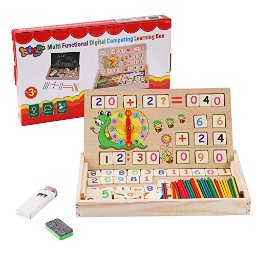 BBLIKE Juguetes de Madera Niños, Tablero Montessori Reloj Pintura Números Apilamiento Clasificación Matemática Aprendizaje de Juegos, Juguetes Educativos 3 4 5 años Niños