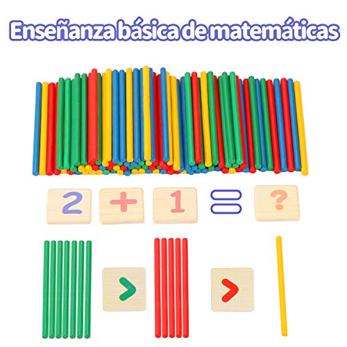 BBLIKE Juguetes de Madera Niños, Tablero Montessori Reloj Pintura Números Apilamiento Clasificación Matemática Aprendizaje de Juegos, Juguetes Educativos 3 4 5 años Niños