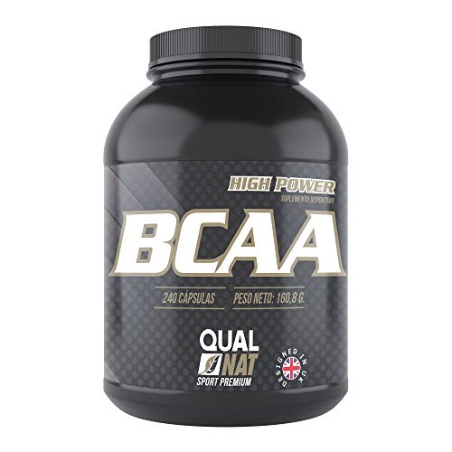 BCAA con Vitaminas B2 B6 | Aumenta Masa Muscular y Quema Grasas | Suplemento Deportivo 100% Natural | 240 Cápsulas- Qualnat
