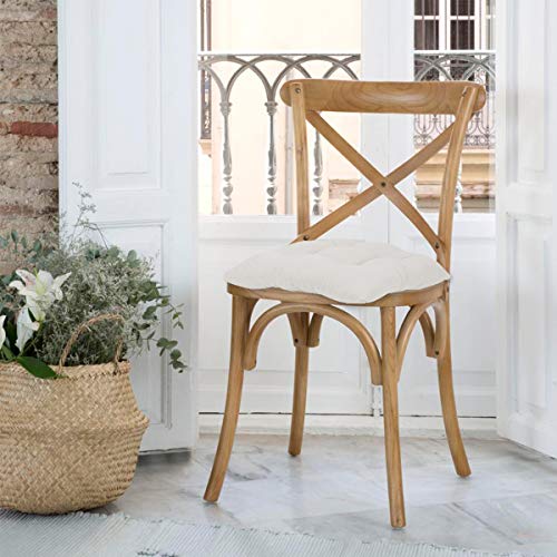 BCASE, Pack de 6 Cojines de Asiento y Silla, 38x38cm, Funda de Polyster, Relleno de Fibra, Cómodos, Resistentes, Fácil de Limpiar, para Cocina, Cuarto, Sala, Jardín, Terraza, Patio, Etc. Beige