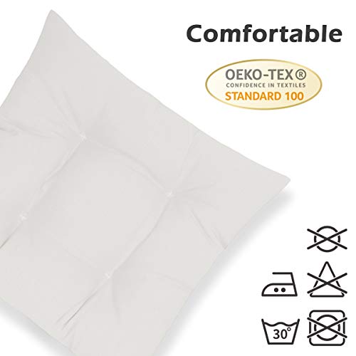 BCASE, Pack de 6 Cojines de Asiento y Silla, 38x38cm, Funda de Polyster, Relleno de Fibra, Cómodos, Resistentes, Fácil de Limpiar, para Cocina, Cuarto, Sala, Jardín, Terraza, Patio, Etc. Beige