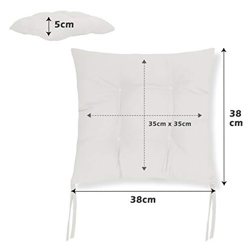 BCASE, Pack de 6 Cojines de Asiento y Silla, 38x38cm, Funda de Polyster, Relleno de Fibra, Cómodos, Resistentes, Fácil de Limpiar, para Cocina, Cuarto, Sala, Jardín, Terraza, Patio, Etc. Beige