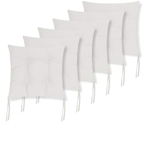 BCASE, Pack de 6 Cojines de Asiento y Silla, 38x38cm, Funda de Polyster, Relleno de Fibra, Cómodos, Resistentes, Fácil de Limpiar, para Cocina, Cuarto, Sala, Jardín, Terraza, Patio, Etc. Beige
