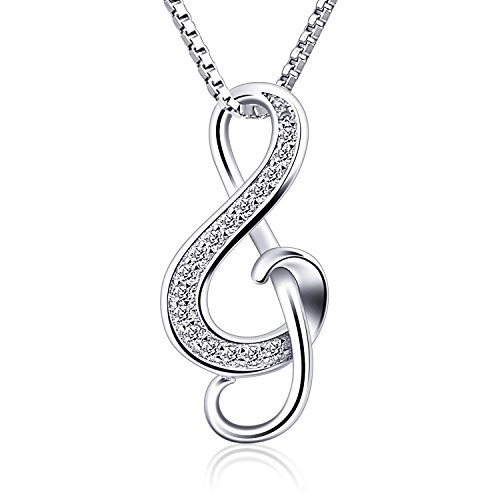 B.Catcher Collar Mujer 925 Plata de Ley ''Nota Musical'' con para Regalo Originales Cadena 45cm Longitud
