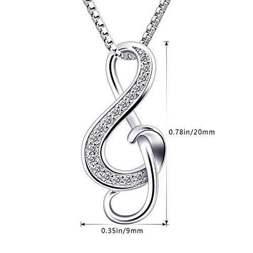 B.Catcher Collar Mujer 925 Plata de Ley ''Nota Musical'' con para Regalo Originales Cadena 45cm Longitud