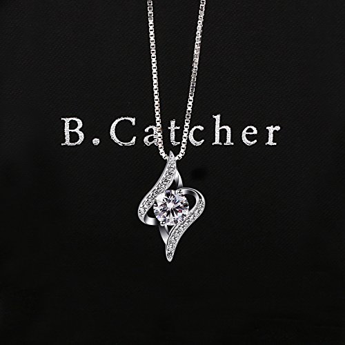 B.Catcher Mujer Collar Plata de Ley 925 con circón ''Eres el amor de mi vida'' con Para Regalo San Valentín Originales Cadena 45cm Longitud