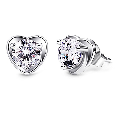 B.Catcher Mujer Pendientes 925 Plata corazón''Te quiero hasta el cielo''con Para Regalo San Valentín Originales