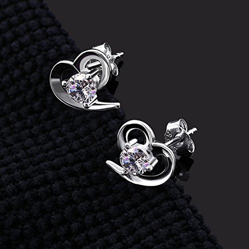 B.Catcher Pendientes Mujer Plata de Ley 925 corazón ''Amor eterno'' con Para Regalo San Valentín Originales