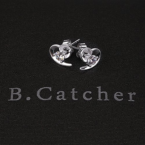 B.Catcher Pendientes Mujer Plata de Ley 925 corazón ''Amor eterno'' con Para Regalo San Valentín Originales
