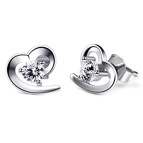 B.Catcher Pendientes Mujer Plata de Ley 925 corazón ''Amor eterno'' con Para Regalo San Valentín Originales