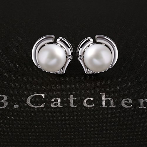 B.Catcher Pendientes Perlas Mujer Plata de Ley 925 ''El Lenguaje del corazón'' con Para Regalo Originales