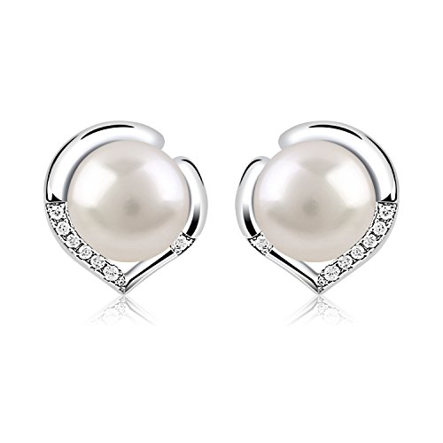 B.Catcher Pendientes Perlas Mujer Plata de Ley 925 ''El Lenguaje del corazón'' con Para Regalo Originales