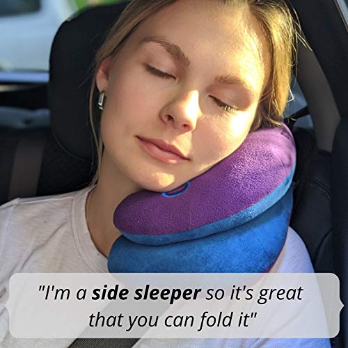 BCOZZY Almohada de Viaje con Soporte para el Mentón – Evita Que la Cabeza Caiga hacia Adelante – Soporta Cómodamente la Cabeza, el Cuello y el Mentóna. Tamaño para Adultos, Púrpura