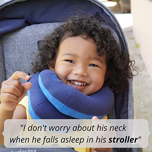 BCOZZY Almohada de Viaje con Soporte para el Mentón para Niños – Evita que la Cabeza de los Niños se Balancee en los Viajes en Coche – Soporta la Cabeza, el Cuello y el Mentón. Tamaño para Niños, Rosa
