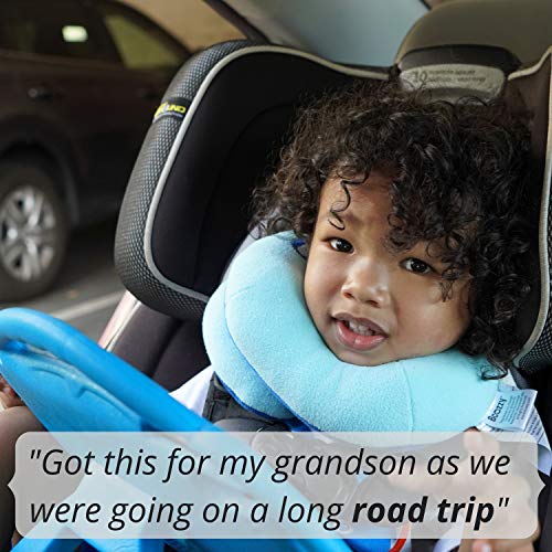 BCOZZY Almohada de Viaje con Soporte para el Mentón para Niños – Evita que la Cabeza de los Niños se Balancee en los Viajes en Coche – Soporta la Cabeza, el Cuello y el Mentón. Tamaño para Niños, Rosa