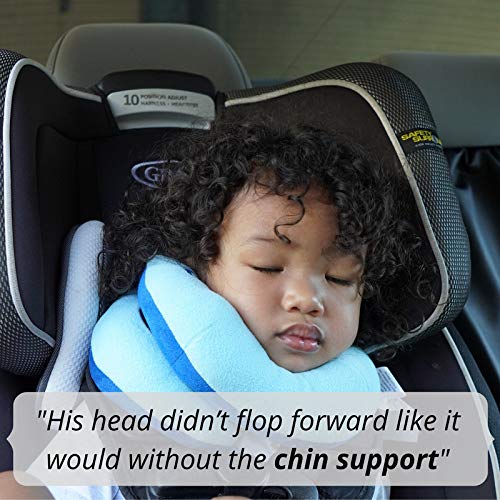 BCOZZY Almohada de Viaje con Soporte para el Mentón para Niños - Evita que la Cabeza de los Niños se Balancee en los Viajes en Coche-Soporta la Cabeza, el Cuello y el Mentón. Tamaño Niños, Azul Marino