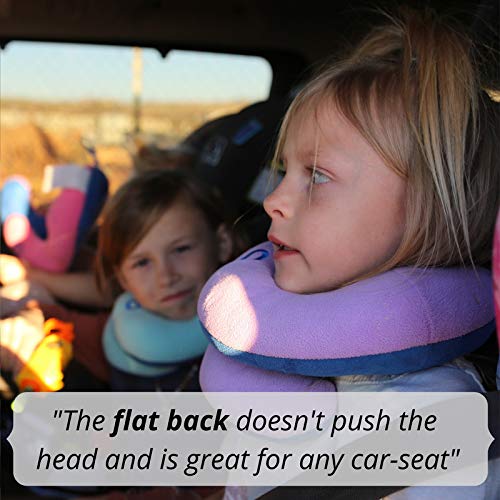BCOZZY Almohada de Viaje con Soporte para el Mentón para Niños - Evita que la Cabeza de los Niños se Balancee en los Viajes en Coche-Soporta la Cabeza, el Cuello y el Mentón. Tamaño Niños, Azul Marino