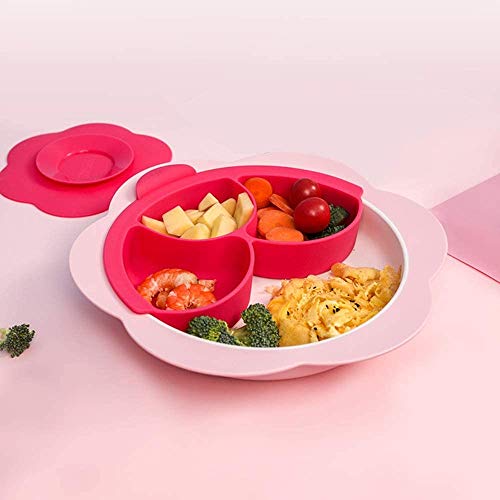 Bdesign Alimentación complementaria Independiente Plato de Comida de bebé Baby Meal Tazón Tazón Cuchara Conjunto anticaída Anti-Quemaduras Alimentos Suplemento Sucker Tazón (Color : Blue)