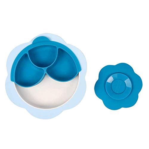 Bdesign Alimentación complementaria Independiente Plato de Comida de bebé Baby Meal Tazón Tazón Cuchara Conjunto anticaída Anti-Quemaduras Alimentos Suplemento Sucker Tazón (Color : Blue)