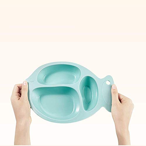 Bdesign Infantil Plato División de la Historieta del bebé Vajilla Anti-caída Complementaria Fuente alimentaria Principal Kinder bebé Anti-escaldar Cubierta (Color : Blue)