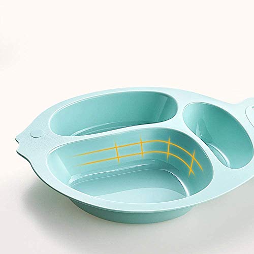 Bdesign Infantil Plato División de la Historieta del bebé Vajilla Anti-caída Complementaria Fuente alimentaria Principal Kinder bebé Anti-escaldar Cubierta (Color : Blue)