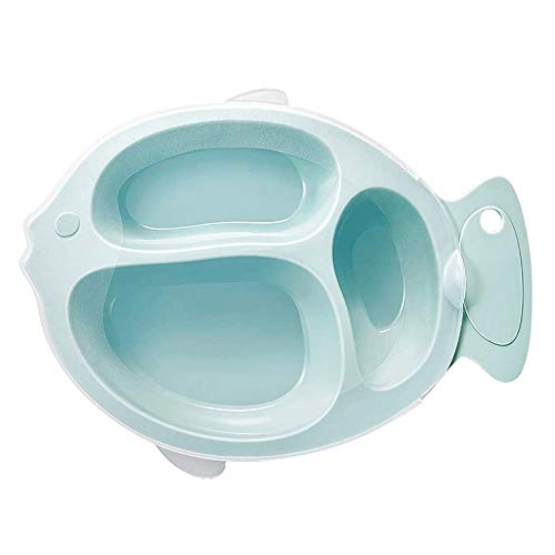 Bdesign Infantil Plato División de la Historieta del bebé Vajilla Anti-caída Complementaria Fuente alimentaria Principal Kinder bebé Anti-escaldar Cubierta (Color : Blue)