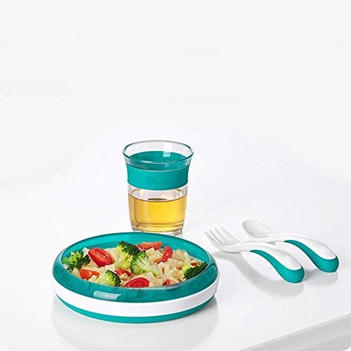 Bdesign La formación de la Placa con el Anillo Desmontable, niños Vajilla Formación Inicio de bebé Principiantes (Azul Ejército, Azul, Rosa) (Color : Army Blue)