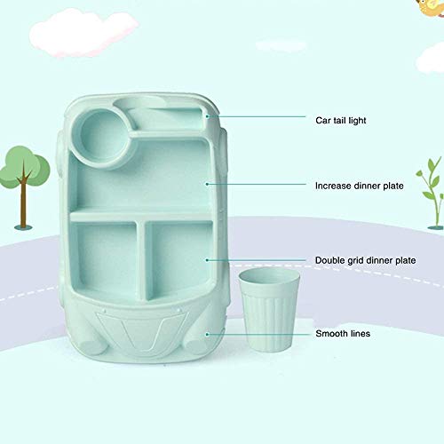 Bdesign Vajilla de Placa de bebé Bandeja separada for niños Los niños de Dibujos Animados de Comidas Tazón anticaída Suplemento Alimentación Infantil Divisor (Color : Blue)