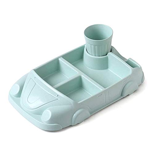 Bdesign Vajilla de Placa de bebé Bandeja separada for niños Los niños de Dibujos Animados de Comidas Tazón anticaída Suplemento Alimentación Infantil Divisor (Color : Blue)