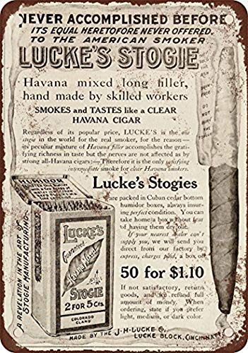 BDTS 1910 Letrero de metal con diseño de puros de Lucke's Stogie, 20 x 30 cm