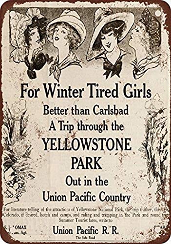 BDTS 1910 Union Pacific Railroad to Yellowstone Park Letrero de metal 20,3 x 30,5 cm
